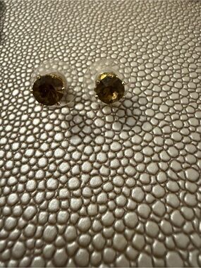 Source Unknown Gold-Tone Smoky topaz rhinestone Stud Earrings